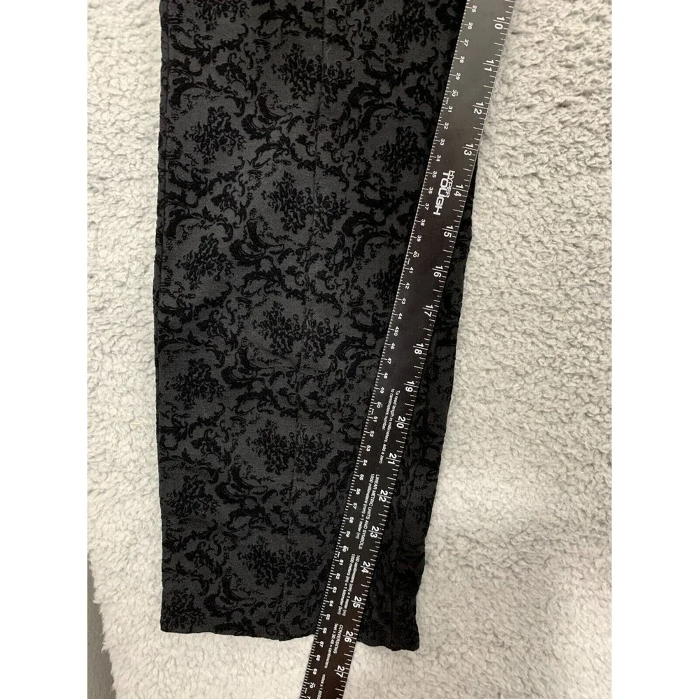 ONE5ONE XL Pull-on Elastic Waist Floral Black Legging Pants Velour CorpCore - Picture 7 of 9